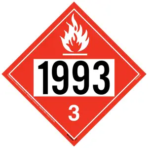 1993 Placard - Class 3 Flammable Liquid - 3.4 mil Vinyl, Permanent Adhesive Main Image