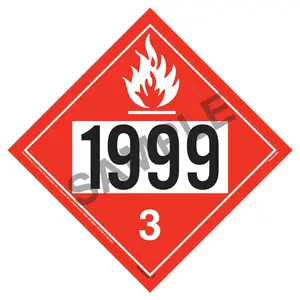 1999 Placard - Class 3 Flammable Liquid - 4 mil Vinyl, Permanent Adhesive Main Image