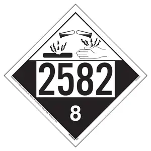 2582 Placard - Class 8 Corrosive - 4 mil Vinyl, Permanent Adhesive Main Image