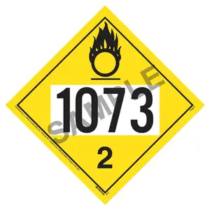 1073 Placard - Division 2.2 Oxygen - 4 mil Vinyl, Permanent Adhesive Main Image