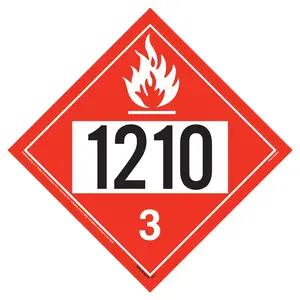1210 Placard - Class 3 Flammable Liquid - 4 mil Vinyl, Permanent Adhesive Main Image
