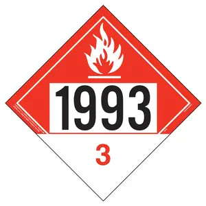1993 Placard - Class 3 Combustible Liquid - 4 mil Vinyl, Permanent Adhesive Main Image