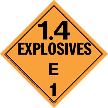 Division 1.4E Explosives Placard - Worded Main Image