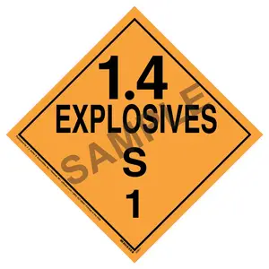 Division 1.4S Explosives Placard - Worded - 4 mil Exterior-Grade Vinyl, Removable Adhesive Main Image
