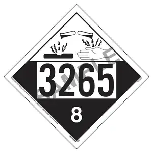 3265 Placard - Class 8 Corrosive - 4 mil Vinyl, Permanent Adhesive Main Image