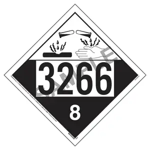 3266 Placard - Class 8 Corrosive - 4 mil Vinyl, Permanent Adhesive Main Image