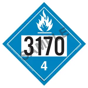 3170 Placard - Division 4.3 Dangerous When Wet - 176 lb Polycoated Tagboard Main Image