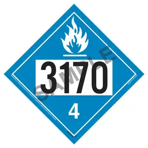 3170 Placard - Division 4.3 Dangerous When Wet - 4 mil Vinyl, Removable Adhesive Main Image