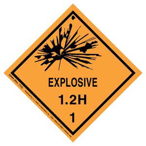 Explosives Label - Class 1, Division 1.2H - Paper