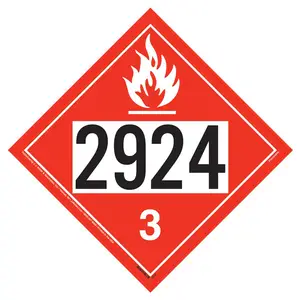 2924 Placard - Class 3 Flammable Liquid - 4 mil Vinyl, Removable Adhesive Main Image