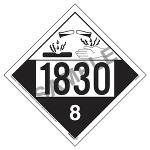 1830 Placard - Class 8 Corrosive - 4 mil Vinyl, Removable Adhesive Main Image
