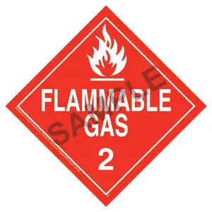 Division 2.1 Flammable Gas Placard - Worded - 4 mil Vinyl, Removable Adhesive Main Image
