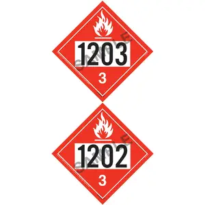 1203/1202 Placard - Class 3 Flammable Liquid - 20 mil Polystyrene Main Image