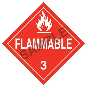 Class 3 Flammable Liquid Placard - Worded - 176 lb Polycoated Tagboard Removable Adhesive Main Image