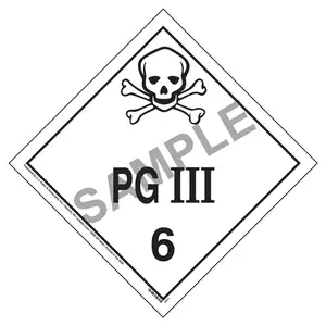 Division 6.1 PG III Placard - Worded - 4 mil Vinyl, Removable Adhesive Main Image