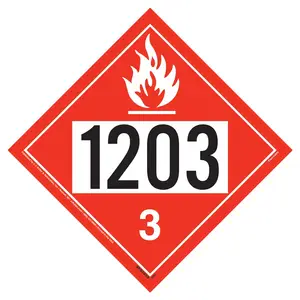 1203 Placard - Class 3 Flammable Liquid - 20 mil Polystyrene, Unlaminated Main Image