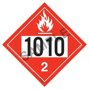 1010 Placard - Division 2.1 Flammable Gas - Polycoated Tagboard Main Image