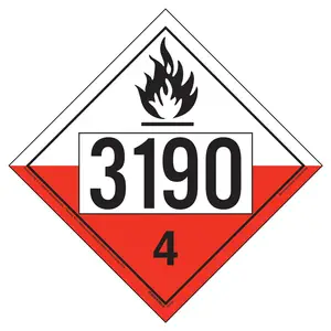 3190 Placard - Division 4.2 Spontaneously Combustible - 4 mil Vinyl, Removable Adhesive Main Image