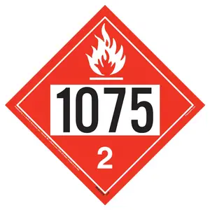 1075 Placard - Division 2.1 Flammable Gas - 20 mil Polystyrene, Unlaminated Main Image