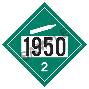 1950 Placard - Division 2.2 Non-Flammable Gas - 4 mil Vinyl, Removable Adhesive Main Image