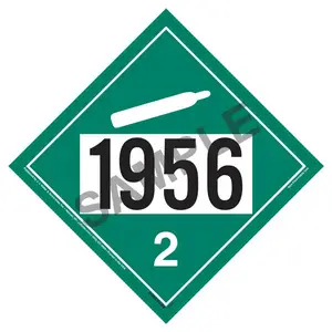 1956 Placard - Division 2.2 Non-Flammable Gas - 4 mil Vinyl, Removable Adhesive Main Image