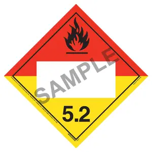 Division 5.2 Organic Peroxide Placard - Blank, 4 mil Vinyl, Permanent Adhesive Main Image