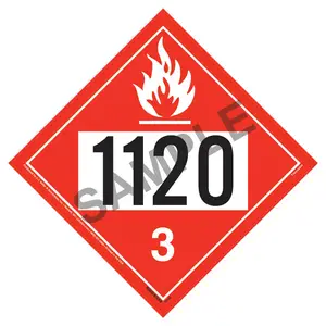 1120 Placard - Class 3 Flammable Liquid - Polycoated Tagboard Main Image