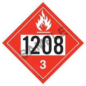 1208 Placard - Class 3 Flammable Liquid - Polycoated Tagboard Main Image