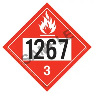 1267 Placard - Class 3 Flammable Liquid - 3.4 mil Vinyl, Removable Adhesive Main Image