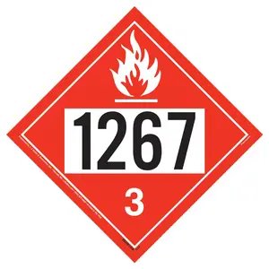1267 Placard - Class 3 Flammable Liquid - 20 mil Polystyrene, Unlaminated Main Image