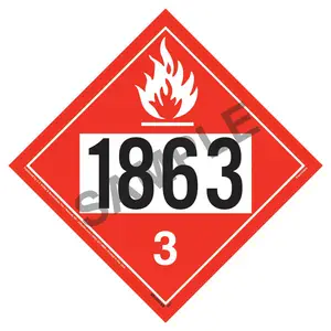1863 Placard - Class 3 Flammable Liquid - 4 mil Vinyl, Removable Adhesive Main Image