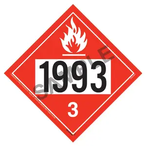 1993 Placard - Class 3 Flammable Liquid - .024" Aluminum Main Image