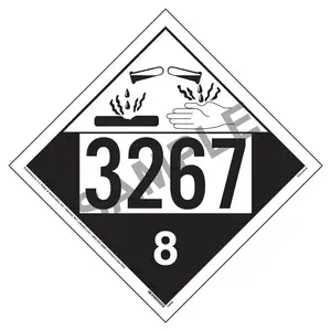 3267 Placard - Class 8 Corrosive - 20 mil Polystyrene, Unlaminated Main Image