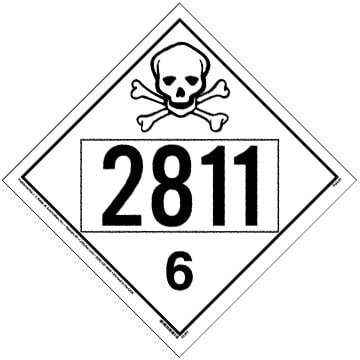 Labelmaster UN 2810 Toxic/Poison Hazmat Placards - 25-Pack Removable Vinyl For Shipping