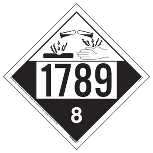 1789 Placard - Class 8 Corrosive - 4 mil Vinyl, Removable Adhesive Main Image