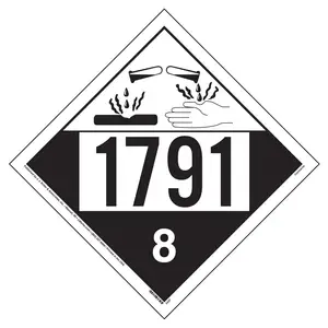 1791 Placard - Class 8 Corrosive - 4 mil Vinyl, Removable Adhesive Main Image