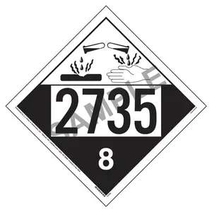 2735 Placard - Class 8 Corrosive - 4 mil Vinyl, Removable Adhesive Main Image