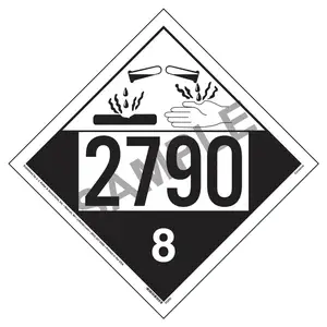 2790 Placard - Class 8 Corrosive - 4 mil Vinyl, Removable Adhesive Main Image