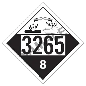 3265 Placard - Class 8 Corrosive - 20 mil Polystyrene, Laminated Main Image