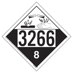 3266 Placard - Class 8 Corrosive - 4 mil Vinyl, Removable Adhesive Main Image