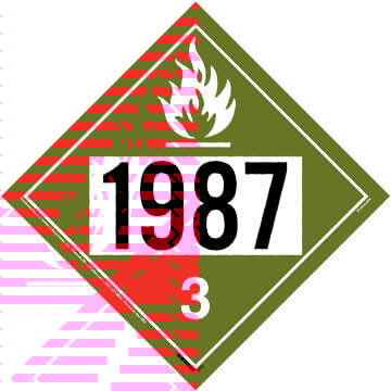 1987 Placard - Class 3 Flammable Liquid - 176 lb Polycoated Tagboard Main Image