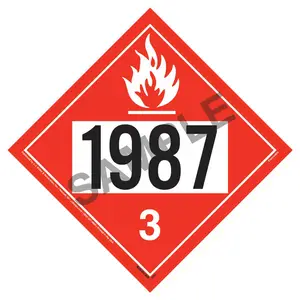 1987 Placard - Class 3 Flammable Liquid - 176 lb Polycoated Tagboard Main Image