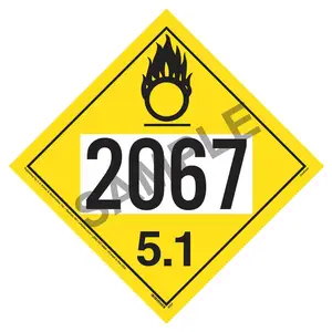 2067 Placard - Division 5.1 Oxidizer - 176 lb Polycoated Tagboard Main Image
