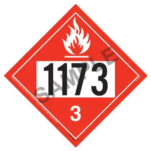 1173 Placard - Class 3 Flammable Liquid - 176 lb Polycoated Tagboard Main Image