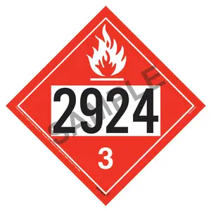 2924 Placard - Class 3 Flammable Liquid - 176 lb Polycoated Tagboard Main Image