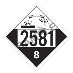 2581 Placard - Class 8 Corrosive - 176 lb Polycoated Tagboard Main Image