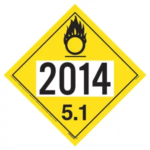 2014 Placard - Division 5.1 Oxidizer - 4 mil Vinyl, Removable Adhesive Main Image
