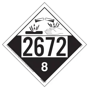 2672 Placard - Class 8 Corrosive - 4 mil Vinyl, Removable Adhesive Main Image