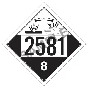 2581 Placard - Class 8 Corrosive - 4 mil Vinyl, Removable Adhesive Main Image