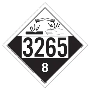 3265 Placard - Class 8 Corrosive - 4 mil Vinyl, Removable Adhesive Main Image